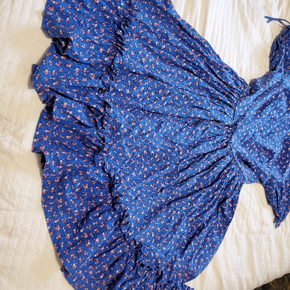 Mode o day 1940 square dance dress vintage blue cotton floral - Picture 2 of 6